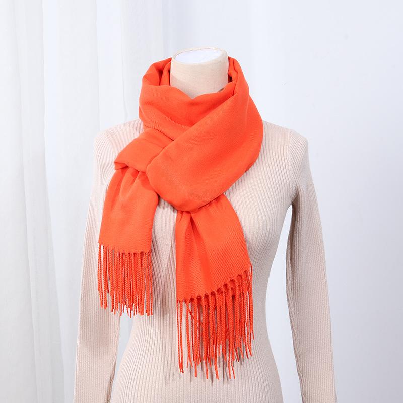 Big Red Scarf Korean Style Women's Winter Imitation Cashmere Thickened All Match Warm Shawl Solid Color Dual Use