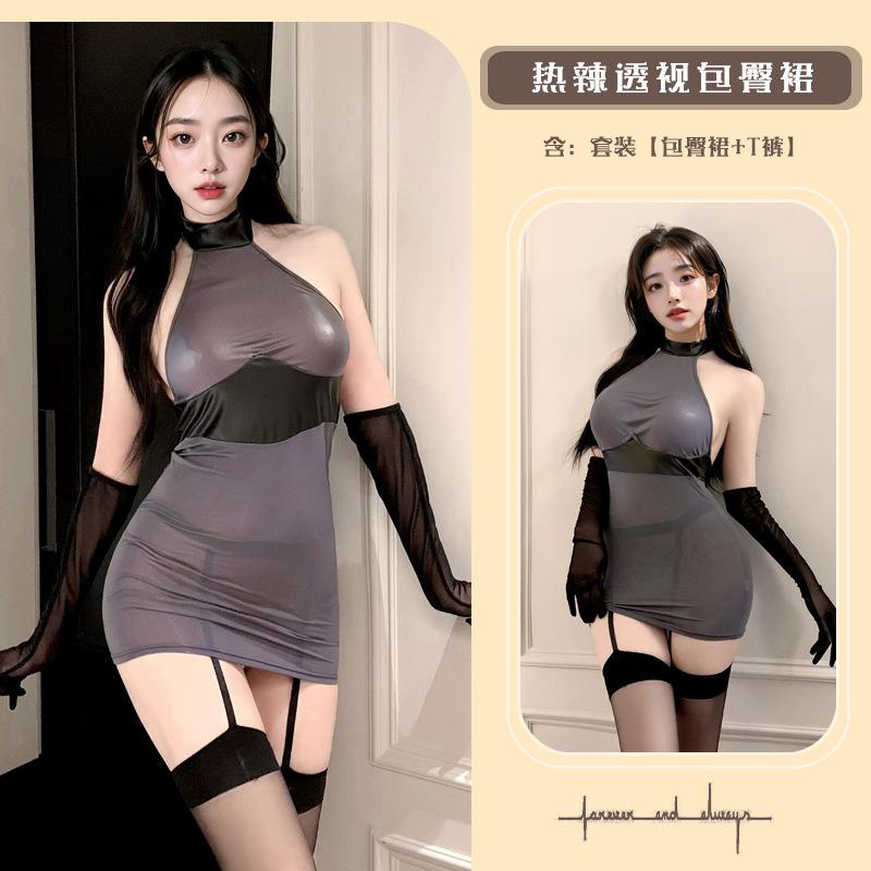 Sex underwear sexy hot temptation lace splicing secretary dress neck wrap hip skirt uniform suit