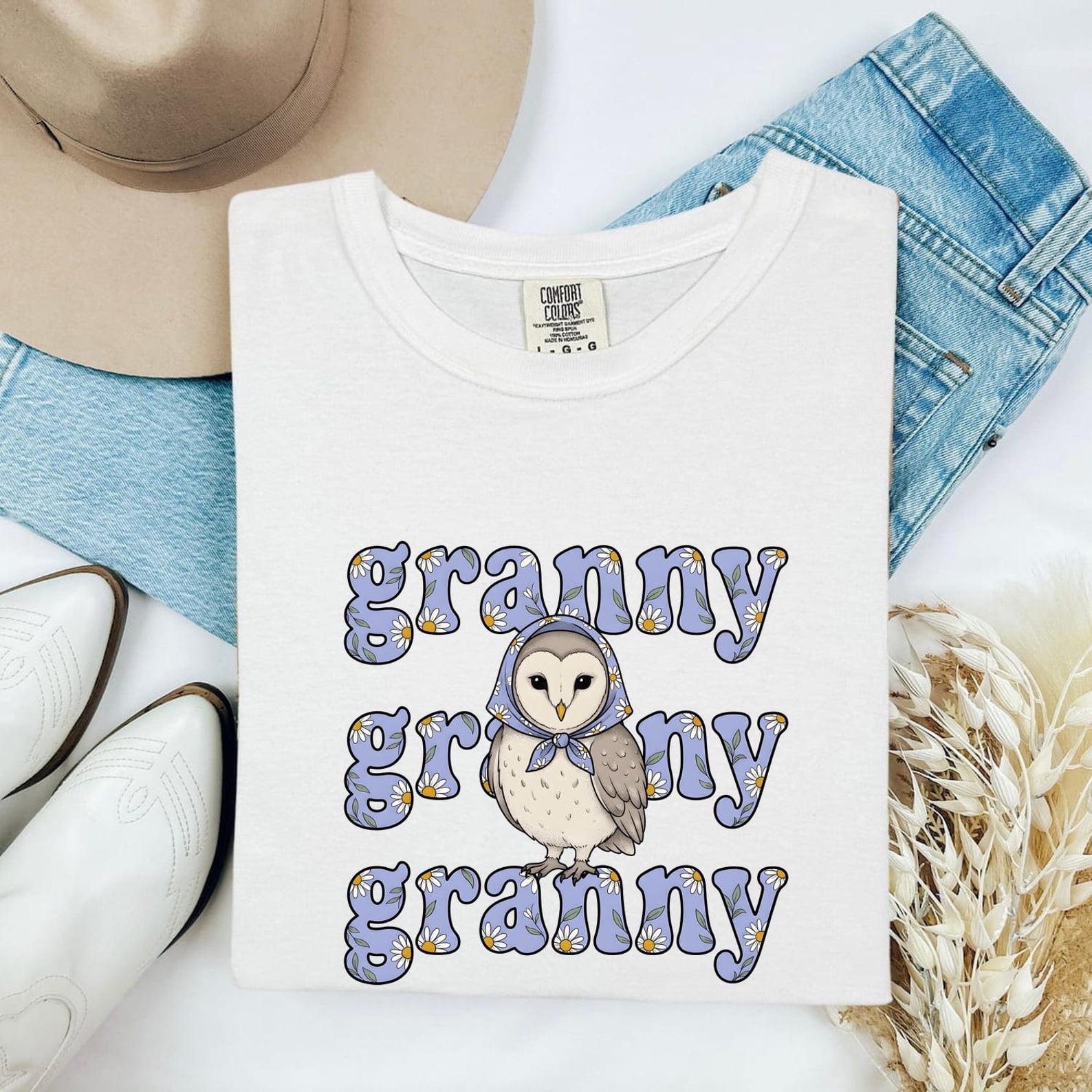 Owl Drawing Shirt Animals & Flowers Mature Gift Women Playful Tee Hoot Owl T-Shirt Floral Fan Whimsy Tshirt Sophisticated Graphic Rustic M