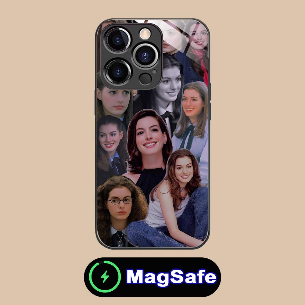 Anne Hathaway Mobile Phone Case for iPhone 17 16 15 14 13 12 11 Air Pro Max Plus Mini MagSafe Glass Colorful Cover Pretty Cover