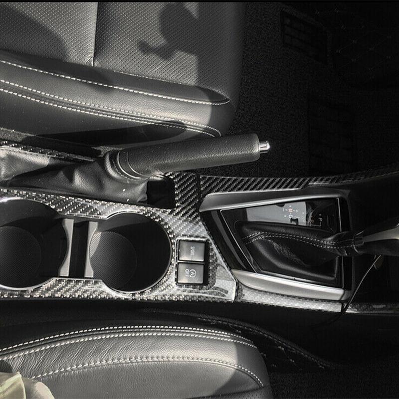 Stainless Steel Carbon Fiber Look Console Gear Shift Water Cup Panel Trims Covers LHD For Toyota Corolla 2014 2015 2016 2017 2018