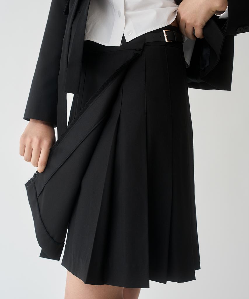 Yusim Pleated Wool Kilt Skirt