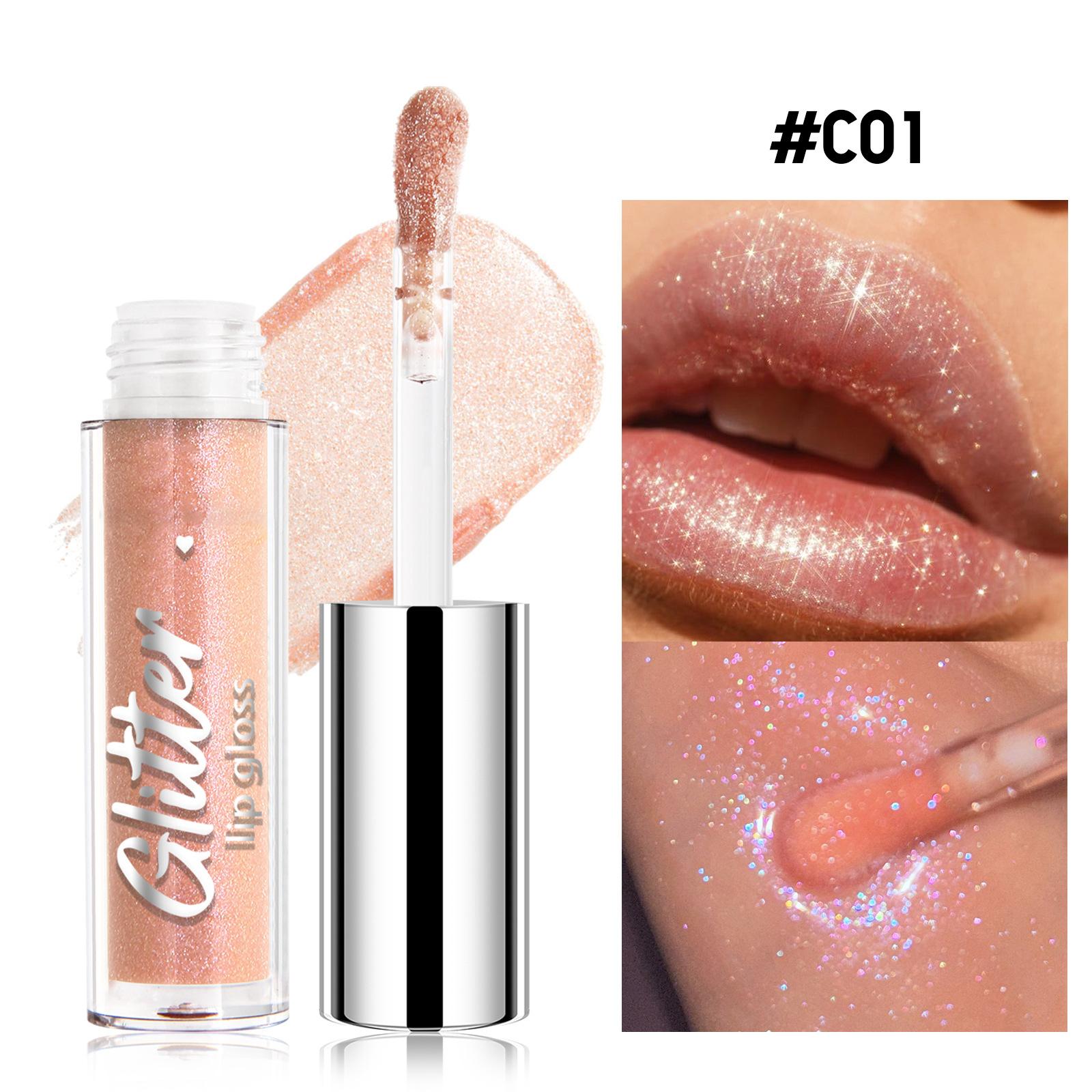 

Жидкая помада с блестками, водостойкая и стойкая - Пигментированный блеск для губ для повседневного, вечернего, праздничного макияжа One Size