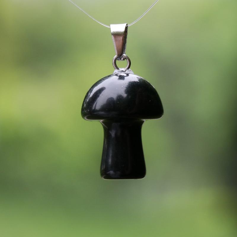 2cm Natural Crystal Jade & Pink Tiger Eye Mushroom Necklace Pendant