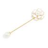 Camellia Anti-Unwanted-Exposure Buckle One-Word Pin Cushion Pin High-End Brooch Dress and Coat Cardigan Button Decorations