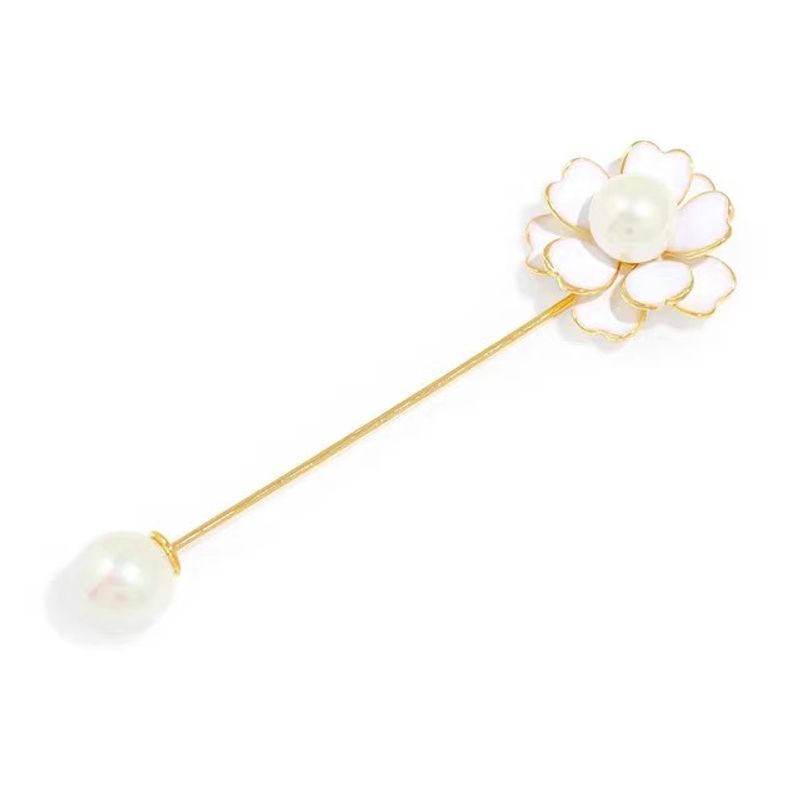Camellia Anti-Unwanted-Exposure Buckle One-Word Pin Cushion Pin High-End Brooch Dress and Coat Cardigan Button Decorations