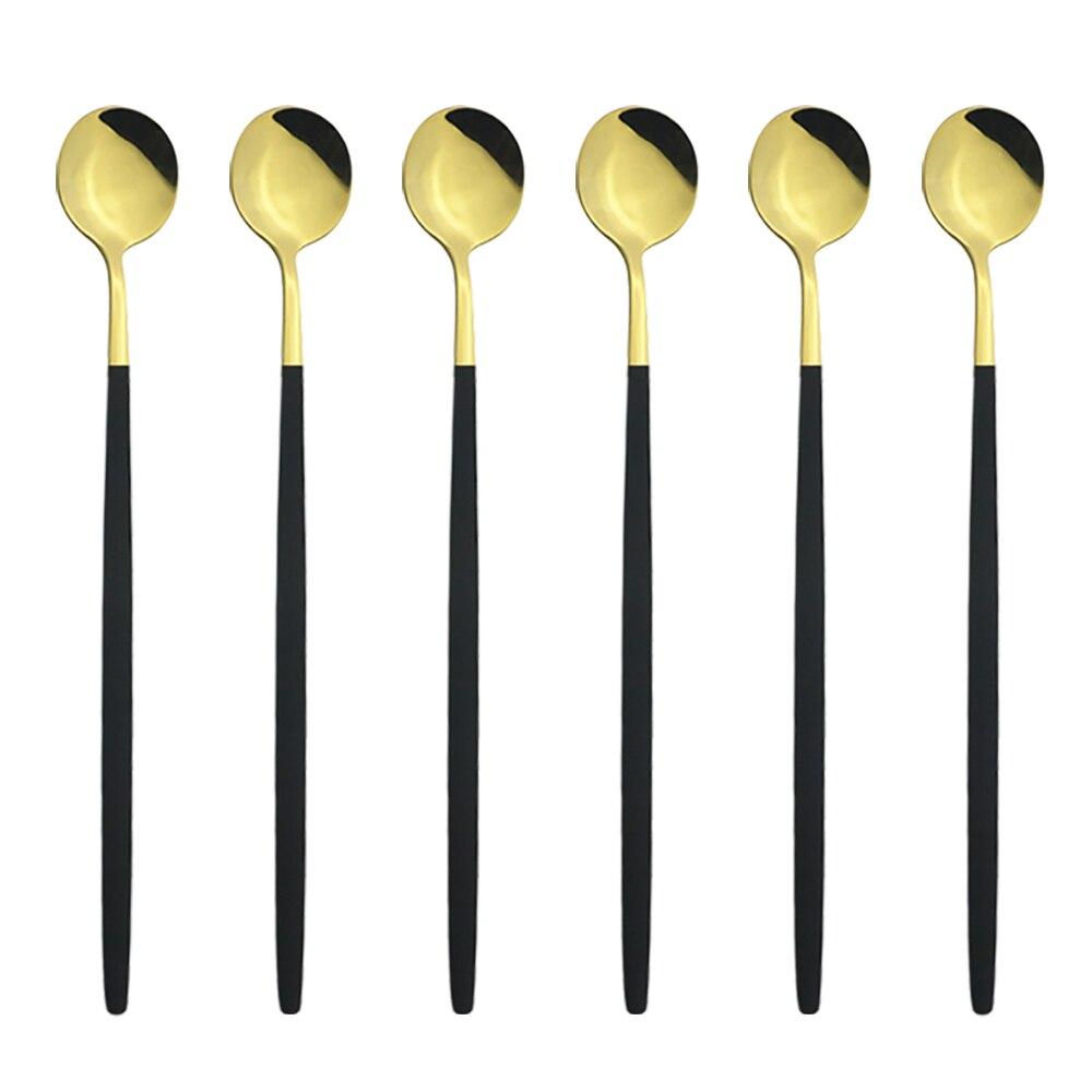 6 ks Lžíce na míchání kávy Sada příborů Džus Barevné čajové lžičky Nádobí Nádobí Zmrzlina Naběračka s dlouhou rukojetí Nádobí Kuchyňské potřeby