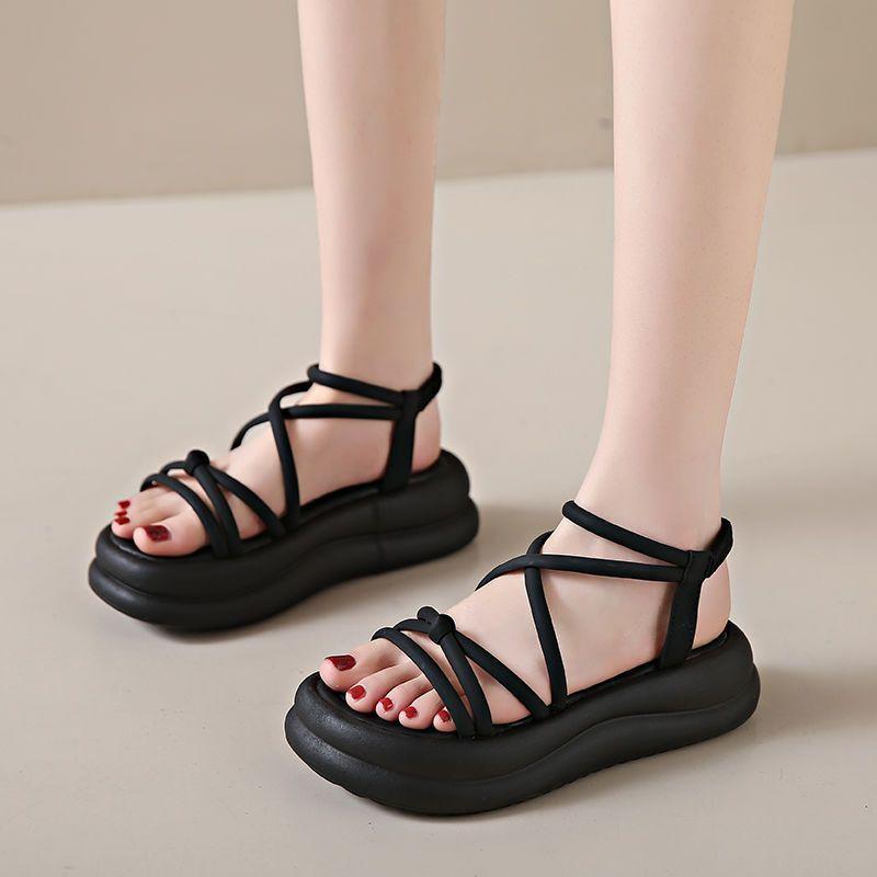 Fairy Style Flat Bottom Fashion Casual Non-slip Beach Shoes with Skirt 2025 New Roman Sandals Women's Summer