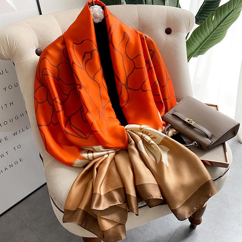 180*90cm Fashion Luxury Brand Scarf Women Shawl  Wrap Spring Muffler Hijab Bufanda Foulard Female Bandana Beach Stoles  Silk