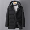 Winter New Men's Medium and Long Middle-aged Thickened Warm Dad Loose Coat