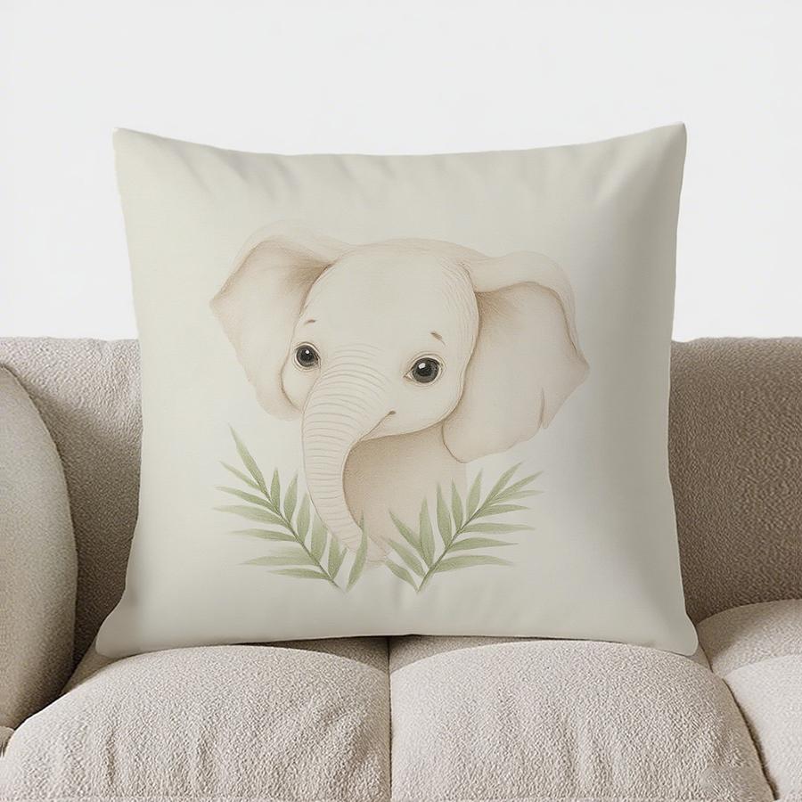 Home Decor Cute Cheetah Cub With Leaves Pillow Cover Pattern Cushion Cover Suitable For Sofa Bedroom Car Pillow Cover