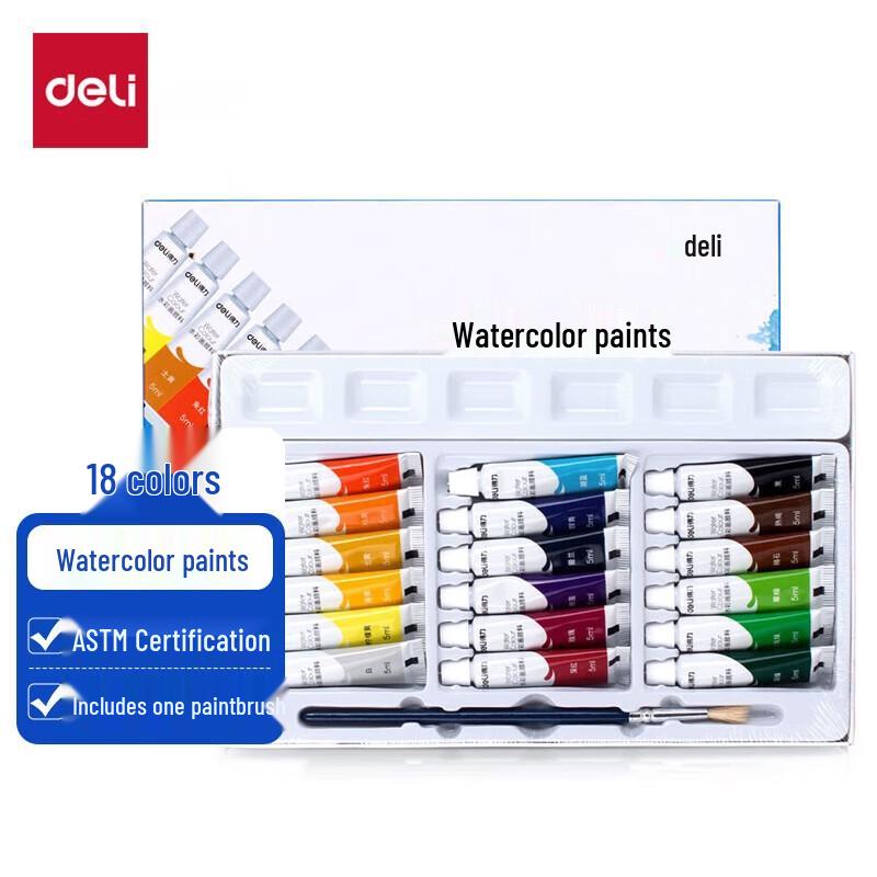Deli 73860 18-Color Watercolor Paint Set