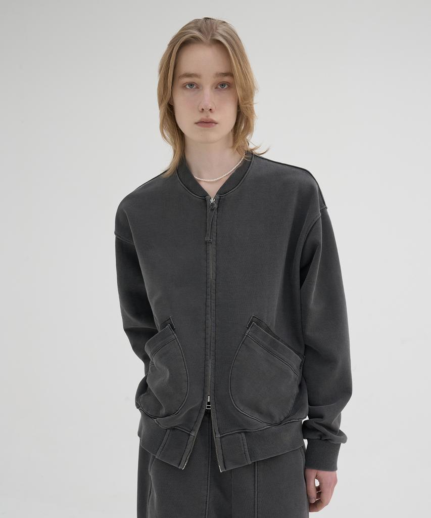 Knouun Faded Sweat Blouson (Charcoal)