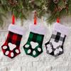 Christmas Cute for Cat Paw Plaid Tree Stocking Family Gather Party Decor