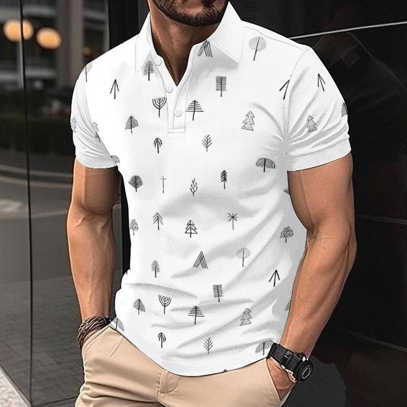 Tropisches Must-Have! Kurzarm-Polohemd mit Palmenprint, Lässig & Stilvoll