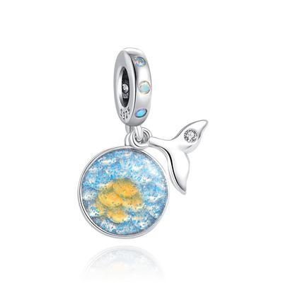 New European Summer Ocean Blue Little Mermaid Beads Fit Original Charms Silver 925 Bracelet Jewelry Diy Accessories