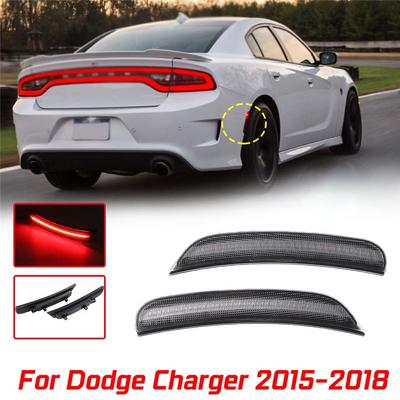 4Pcs Front Rear Amber+Red Side Marker Smoke Lens Fit For Dodge Charger 2015-2018