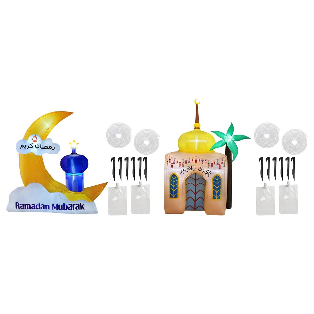 Décoration Gonflable Ramadan Eid Mubarak Décor Gonflable Célébration Sainte Créative Intégrant des LEDs Fêtes pour Jardin Pelouse