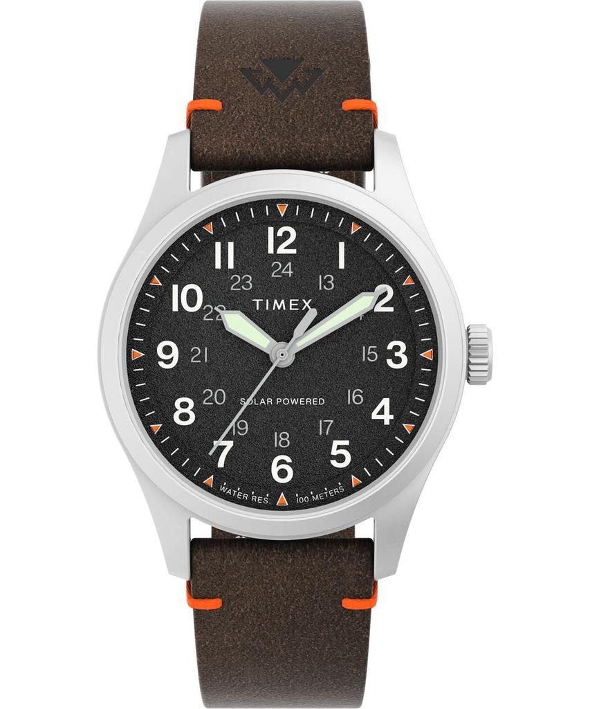 Timex Men's Expedition North Field Solar 36mm Watch - Brown Strap Black Dial Stainless Steel Case, Brown, One Size, 36mm Expedition Kitano Solar