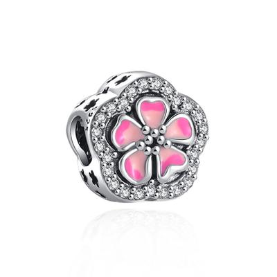 100% Argento Sterling 925 Serie Rosa Perline Gatto Cane Adatte Braccialetti Originali Charms Gioielli Fai da Te da Donna