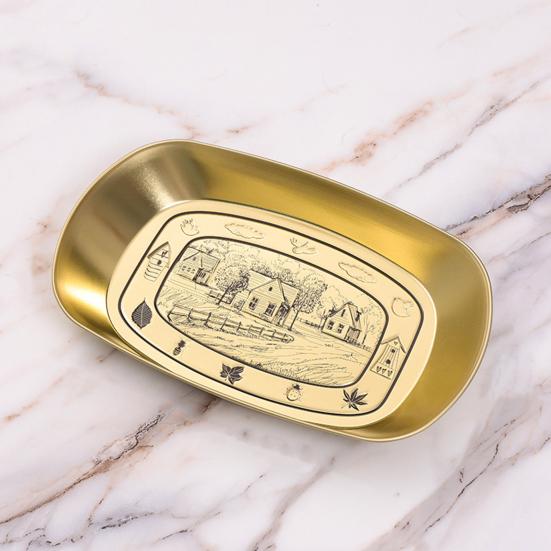 Outdoor Camping Fruit Plate Heavy Duty Vintage Tinplate Fruit Dish Multi-purpose Treats Candies Desserts Snacks Serving Tray