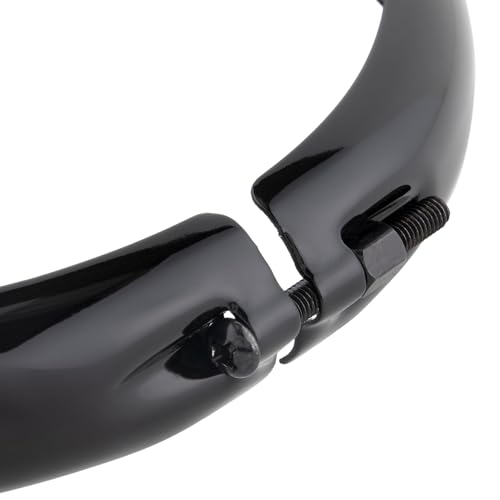 Kijima Motorcycle Headlight Bezel, Visor Style, 5-3/4 inch, Steel, Black Finish, for Harley, HD-01557