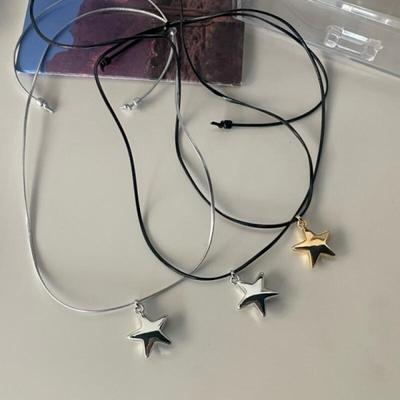 Necklace Choker Star Silver Metal Kitsch Y2k