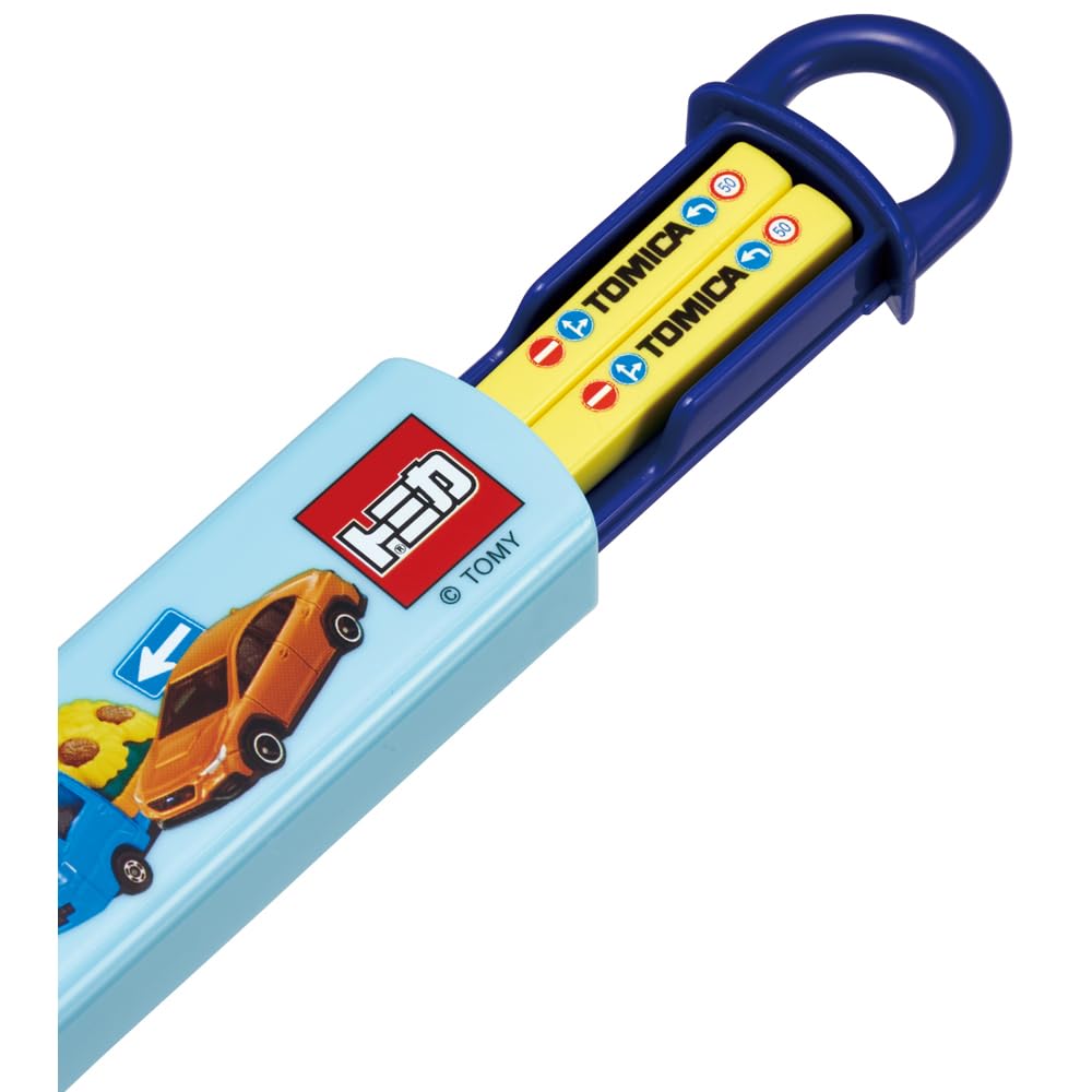Skater Chopsticks and Chopstick Case for Lunch Sliding Made In for Tomica 24 Children's Set, 16.5cm, Boxes, Antibacterial, Easy-Opening Design, Japan,