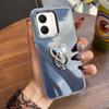 Luxury Bling Rhinestone Heart Ring Bracket Clear Phone Case for OPPO A5x Stand Cover