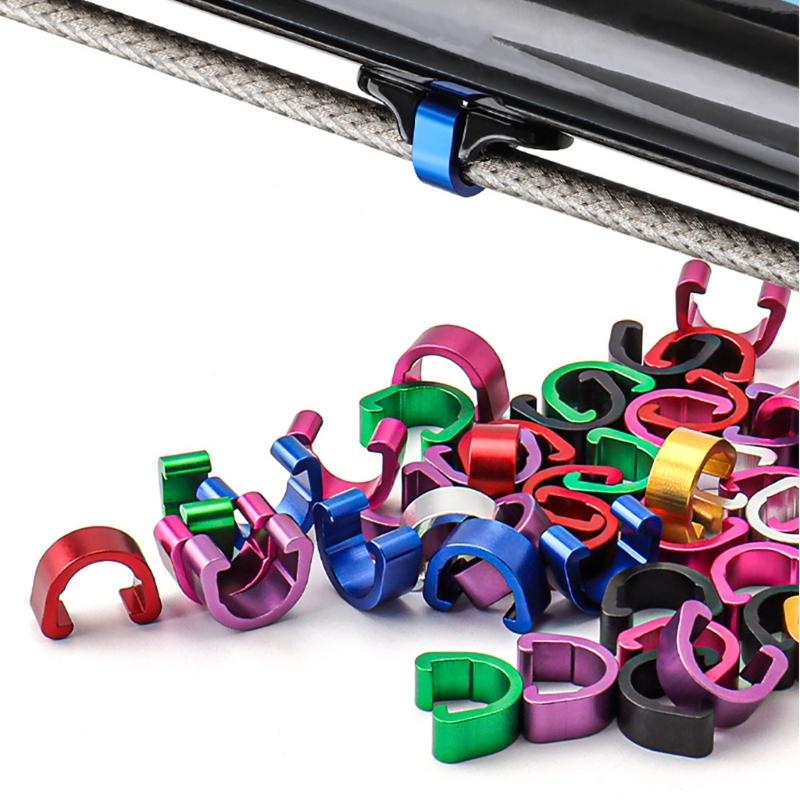 10 szt. Klips do prowadzenia linki hamulcowej roweru ze stopu aluminium C-clip prowadzący linkę hamulcową Klamra prowadząca do roweru górskiego, roweru szosowego