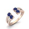 0.89 Cts Blue Sapphire Front Open 925 Sterling Silver Rose Vermeil Split Shank Women Wedding Ring