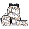 Trendy Popular Novelty Dog 3D Print 3pcs/Set Student School Bags Laptop Daypack Backpack Crossbody Lunch Bag Pencil Case