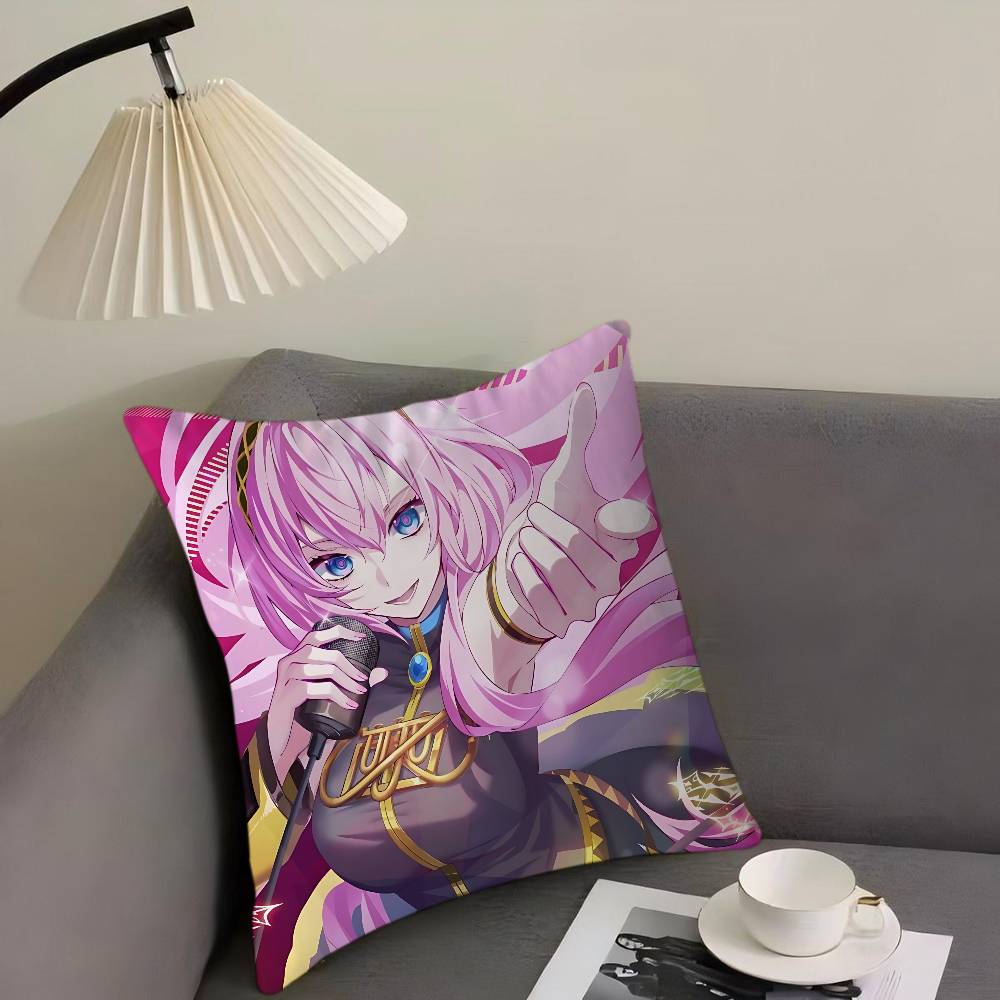 M-Megurine Luka Office Cushion Pillowcase Car Cushion Cover45X45CM Lumbar Pillowcase Sofa Pillowcover