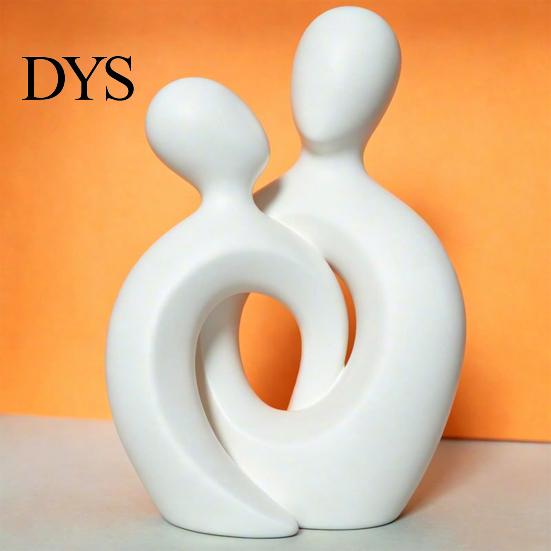 Figurina di Coppia Romantica per Arredamento Casa Statua Astratta, Decorazione in Resina Dorata, Accenti Creativi Moderni da Tavolo Scultura Centrale per Ingresso