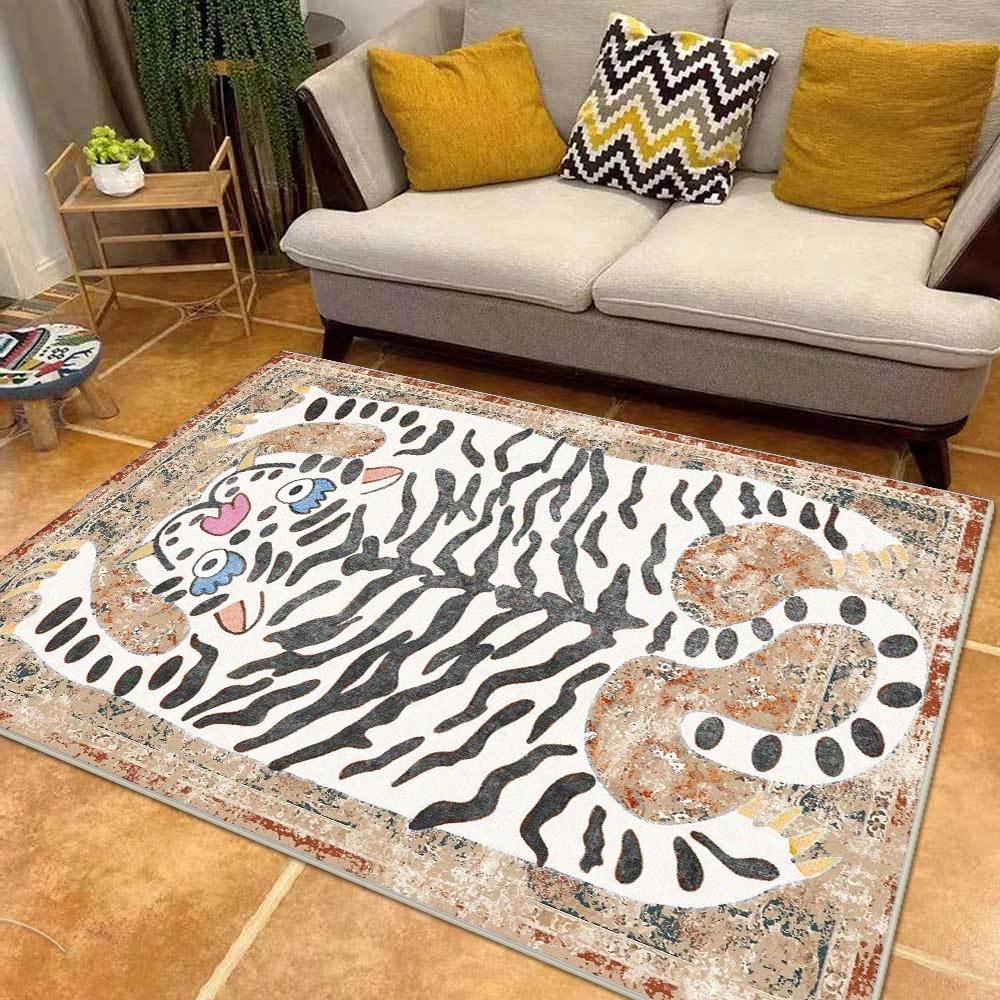

Retro Tiger Area Rug for Kids Bedroom Living Room Soft Non-Slip Machine Washable 60x90cm(23x35in)