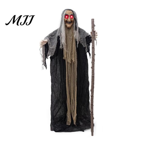 Tema Oscuro Ornamenti per Feste Halloween Animatronics Spaventosi Decorazione Strega, Attivato dal Suono in Piedi con Sensore di Movimento Inquietante Oggetti di Scena Infestati