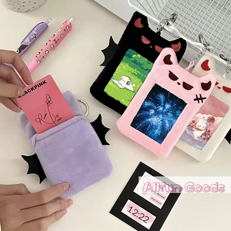 [TG835]1Pcs Students Idols Photos Protective Cover Cartoon Devil Plush Photocard Case Photo ID Credit Band Card Holder Card Case
