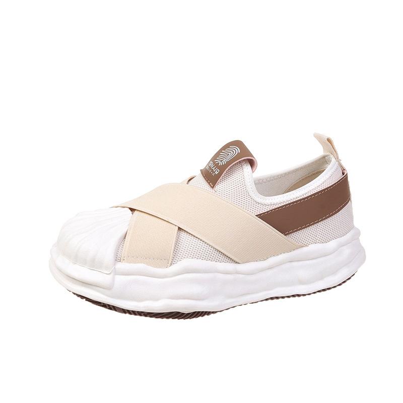 One Pedal Casual Lazy Thick Bottom Shell Head Dissolve Canvas Shoes Small White Shoes Skate Shoes Women  New All -Match Summer