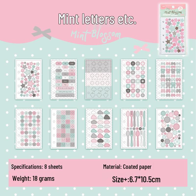 Yu Xian 2 Salty Story M5 Stickers: 4 Style Irregular Pattern DIY Collage Journal, 10 Sheets