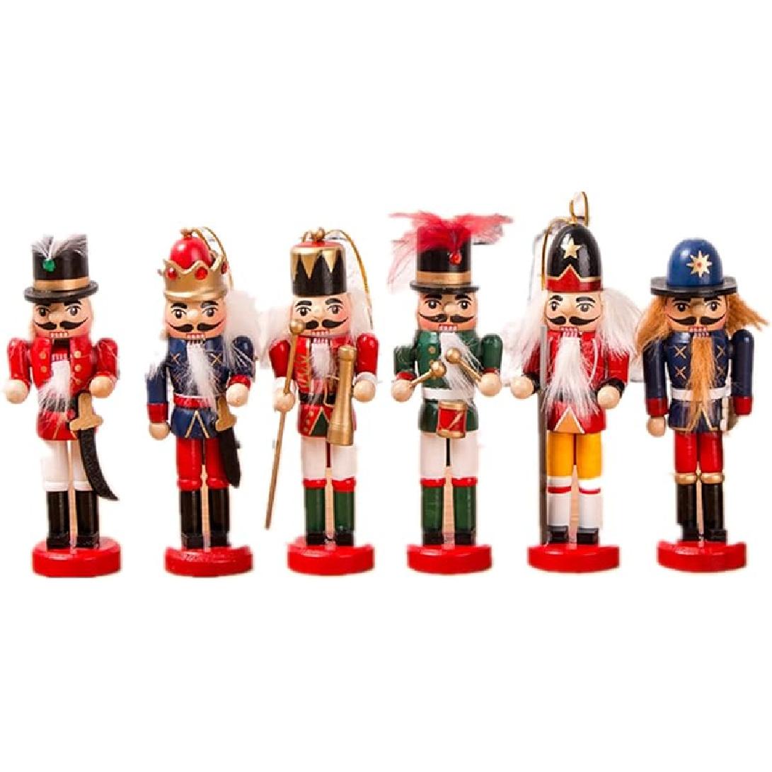 12 PCS Christmas Nutcracker Ornament Set, 4.7Inch Nutcrackers Tree Ornaments Set, Nutcracker Figures with Opening Mouths Christmas Decorations for 4.7 Inch - 6pc