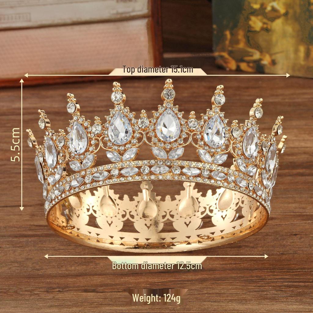 Elegancka Korona Ślubna Nakrycie Głowy: Wykwintna Dekoracja Tortu Weselnego, Urodzinowego i Akcesoria do Włosów dla Panny Młodej