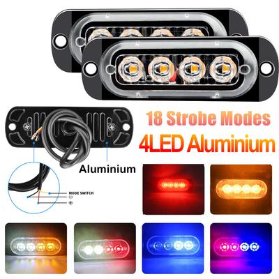 4 LED Strobe Boční výstražné světlo Stroboskop Mřížka Blikající světelná lišta Auto Nákladní Nákladní Maják Žlutá Žlutá Bílá Semafor 12V - 24V
