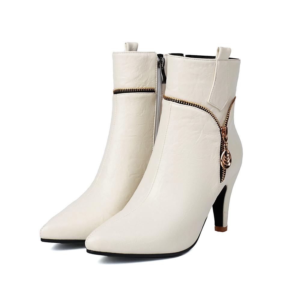 Concise Ankle Boots Women's Zipper Stiletto Office Lady Business Work Shoes