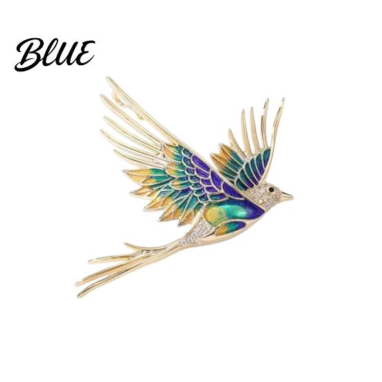 Bird Silhouette Brooch Pin 3D Design Lapel Pin with Cyan-Blue