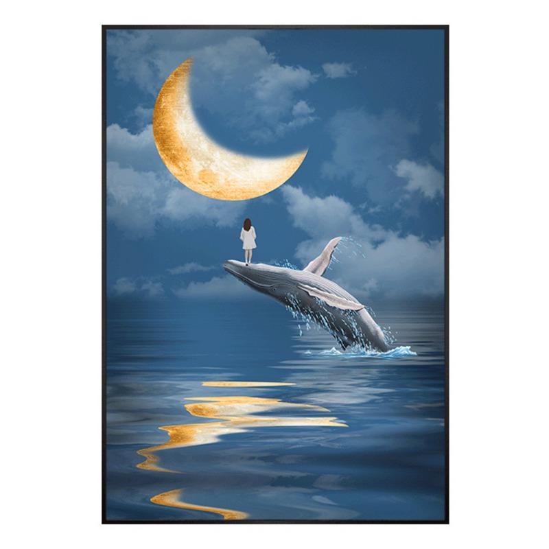 

Современные настенные художественные картины с морским пейзажем на холсте, постеры с дельфинами и принты для гостиной, настенные картины для ужина, Декор Куадрос 20x40cm No Frame аэро