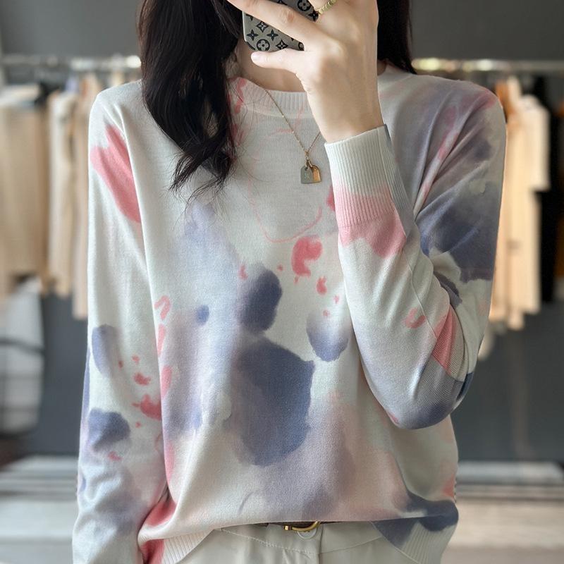 Spring And Autumn Women's 3D Printed Fashion Print T-shirt Long Sleeve Round Neck Regular Tops Holiday Weekend Clothing