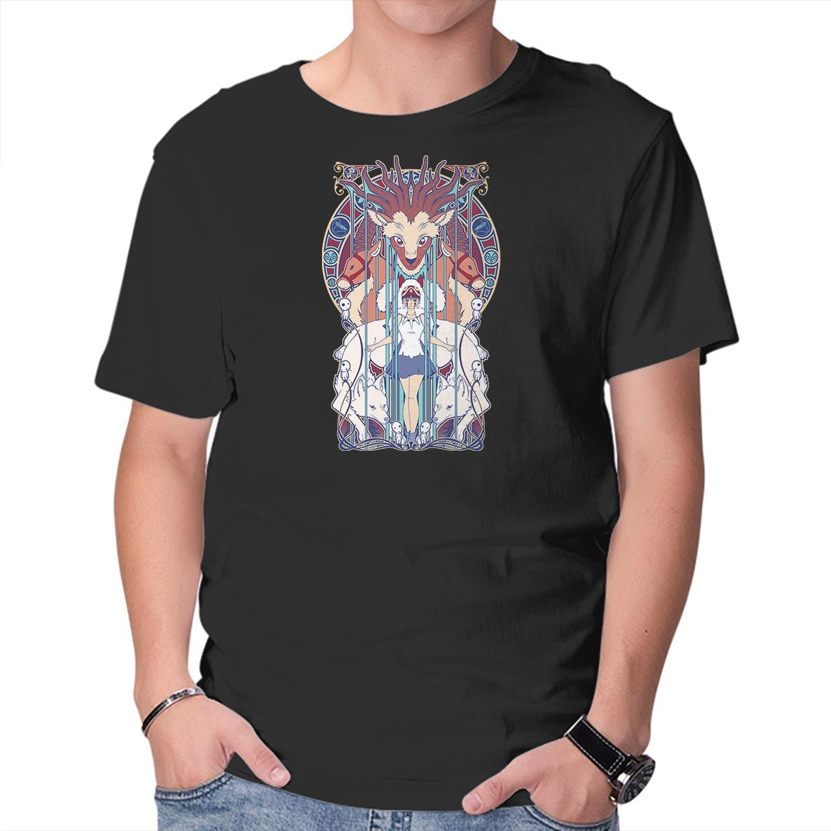 Unisex Crew Neck T-Shirt Forest Fight Graphic Short Sleeve Casual Tee L
