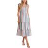New sweet wind color vertical stripe suspender dress skirt summer women