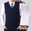 Chaleco de Lana de Cuello en V para Hombre Talla Grande - Jersey de Punto Casual de Otoño/Invierno, Suéter sin Mangas para Mediana Edad y Jóvenes