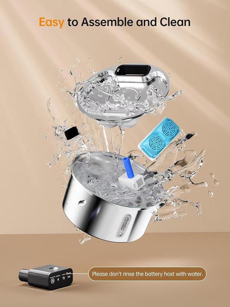 Wireless Induction Pet Water Fountain - 3.2L Infrared Stainless Steel Feeder for Cats